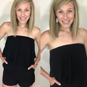 Black Strapless Romper